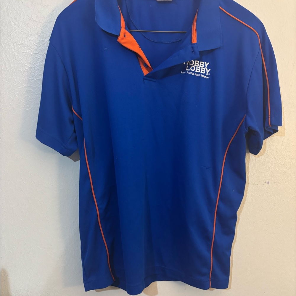 Hobby Lobby Royal Blue Polo with Orange Trim